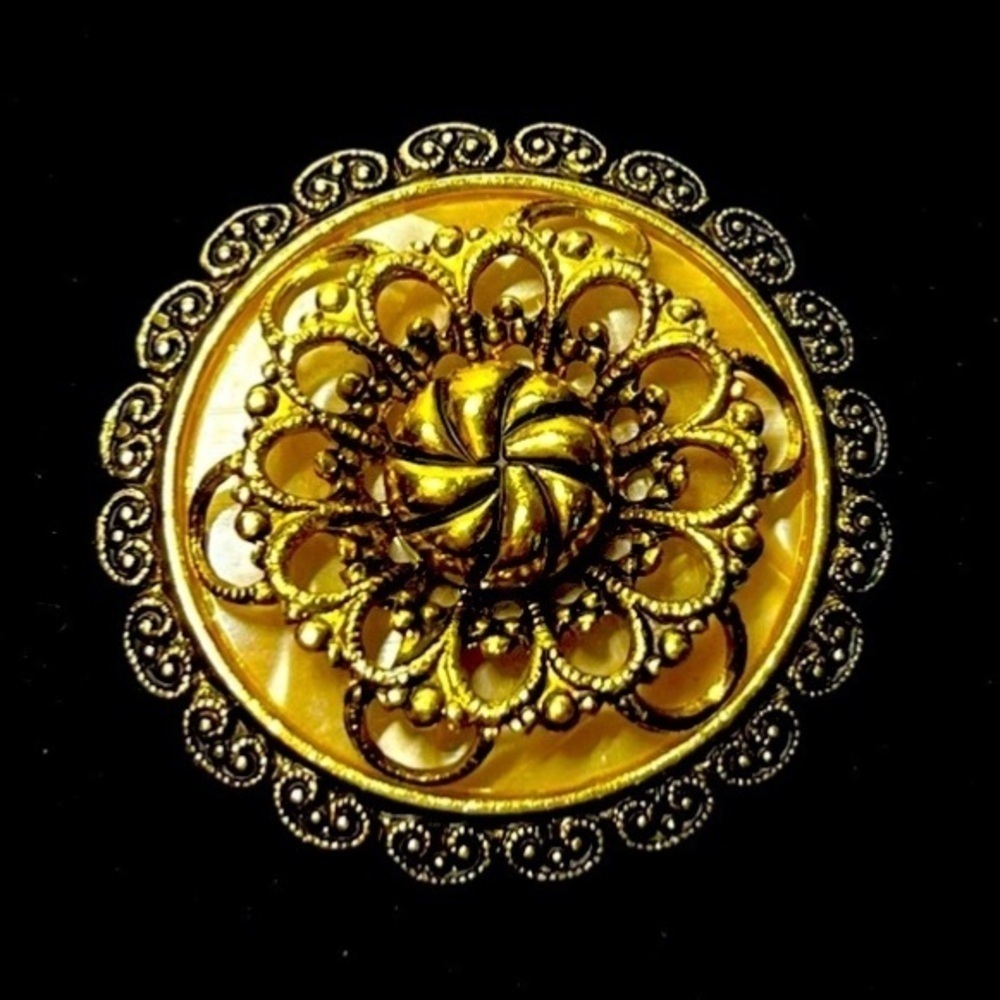 Vintage gold tone, scarf clip. Made in west germany filigree flower scarf clip